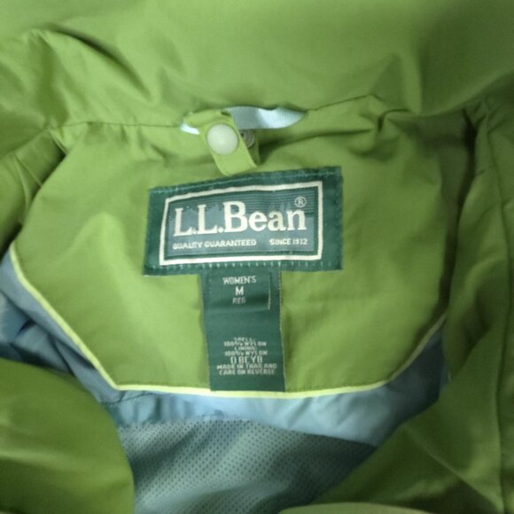 LL Bean Jacket Womens M Green Blue Zip Out Fleece Coat Liner Hooded Outdoors - Picture 3 of 16